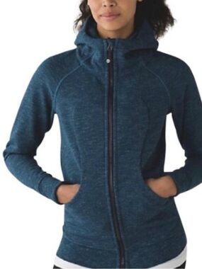 Lululemon Scuba Hoodie III Heathered Denim Alberta Lake Blue Green Hoodie Sz 12